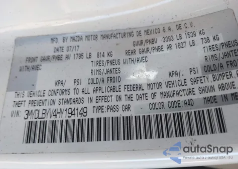 2017 Toyota Yaris Ia z USA, uszkodzony, nr VIN 3MYDLBYV4HY194149